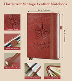 PAIBAS Lined Journal Notebook for Women Men, 160 Pages, A5 Hardcover Vintage - Image 2