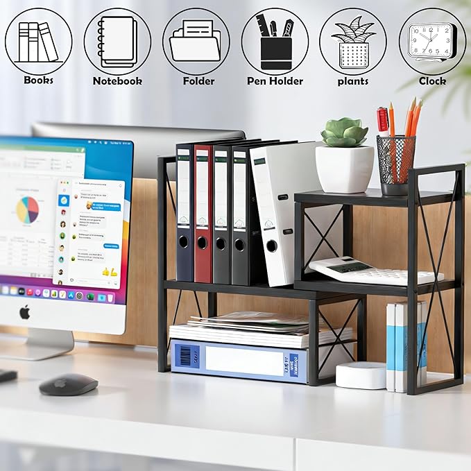 Yelinkws Desktop Shelf Organizer, Small Bookshelf - Image 3