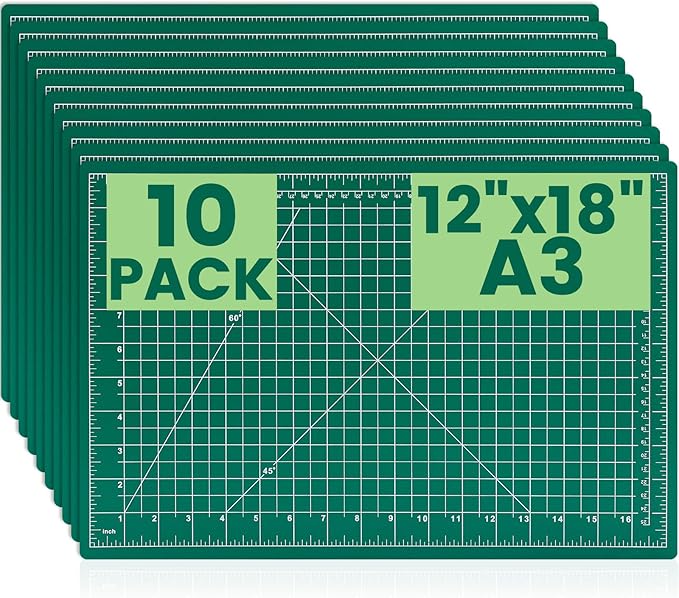 CLOYAN Cutting Mat 12"x18", 10 Pack Double-Sided 5-Ply Self Healing Sewing by CLOYAN