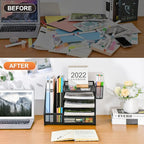 Marbrasse Desk Organizer with File Holder, 5-Tier Paper Letter Tray Organizer - Image 7