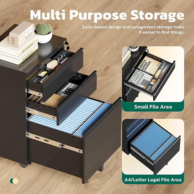 Greenvelly 3 Drawer Mobile File Cabinet - Image 5