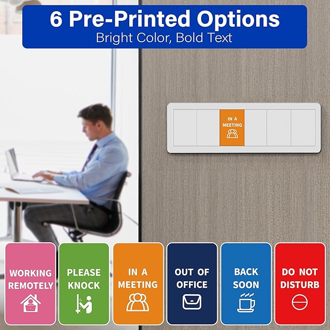 Office Door Signs with 6 Printed Status Options – Do Not Disturb, Out of Office - Image 6