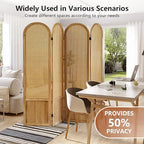 Asnefeli Room Divider 4 Panel, Folding Privacy Screen, Foldable Wood Divider - Image 2