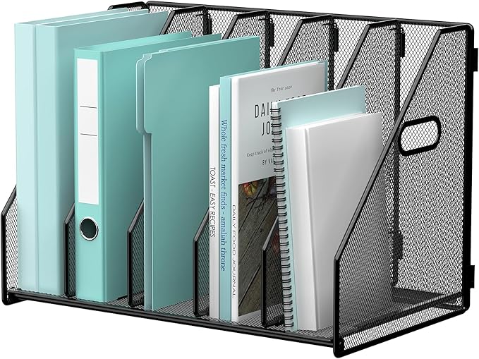 Gawerk Desktop File Magazine Folder Holder 5 Vertical Compartments, Desk by Gawerk
