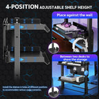 metal clamp on desk shelf,storage shelves with pegboard, side view