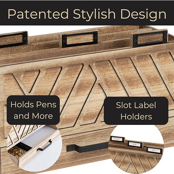 BLU MONACO | Natural Wood Desktop Mail Organizer - Image 5