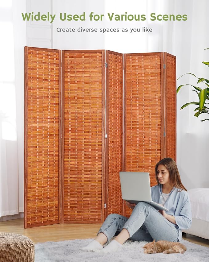 JOSTYLE 6ft Folding Privacy Screens 5-Panel Freestanding Room Dividers - Image 4