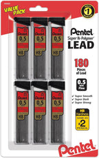 Pentel Super Hi-Polymer Refills, 0.5 mm Fine, 180 Pieces of Lead by PentelofAmerica