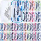 Zonon 24 Sets Math Geometry Kit Student 10 Pcs Shatterproof Storage Box