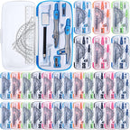 Zonon 24 Sets Math Geometry Kit Student 10 Pcs Shatterproof Storage Box by Zonon