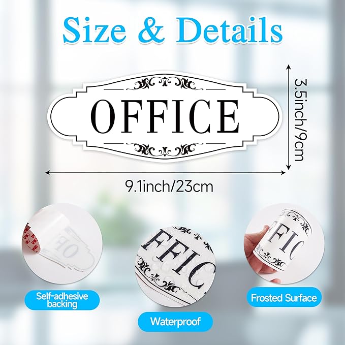 The Office Door Sign for Home and Business，Self-Adhesive Waterproof and - Image 2