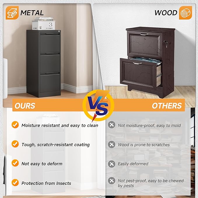 Bestoo 3-Drawer File Cabinet - Image 5