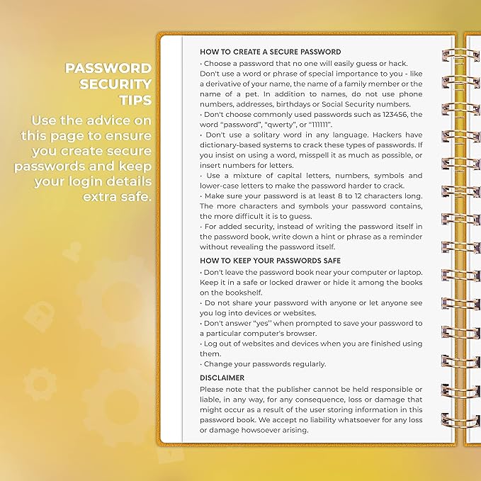 Clever Fox Password Book Spiral – Internet Address & Password Organizer - Image 5