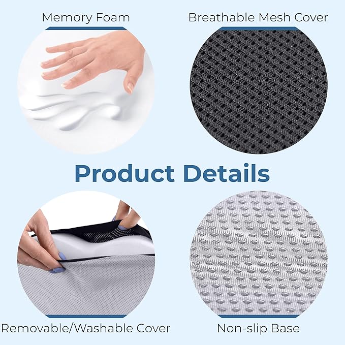 5 STARS UNITED Seat Cushion for Tailbone Pain Relief – Memory Foam Cushion for - Image 6