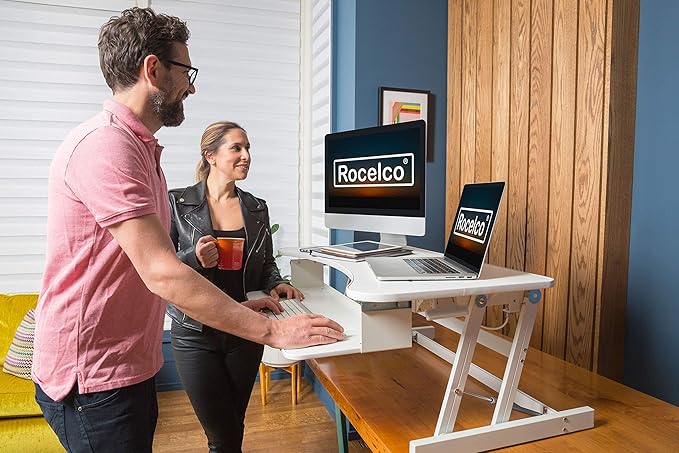 Rocelco 37.5" Deluxe Height Adjustable Standing Desk Converter - Image 2