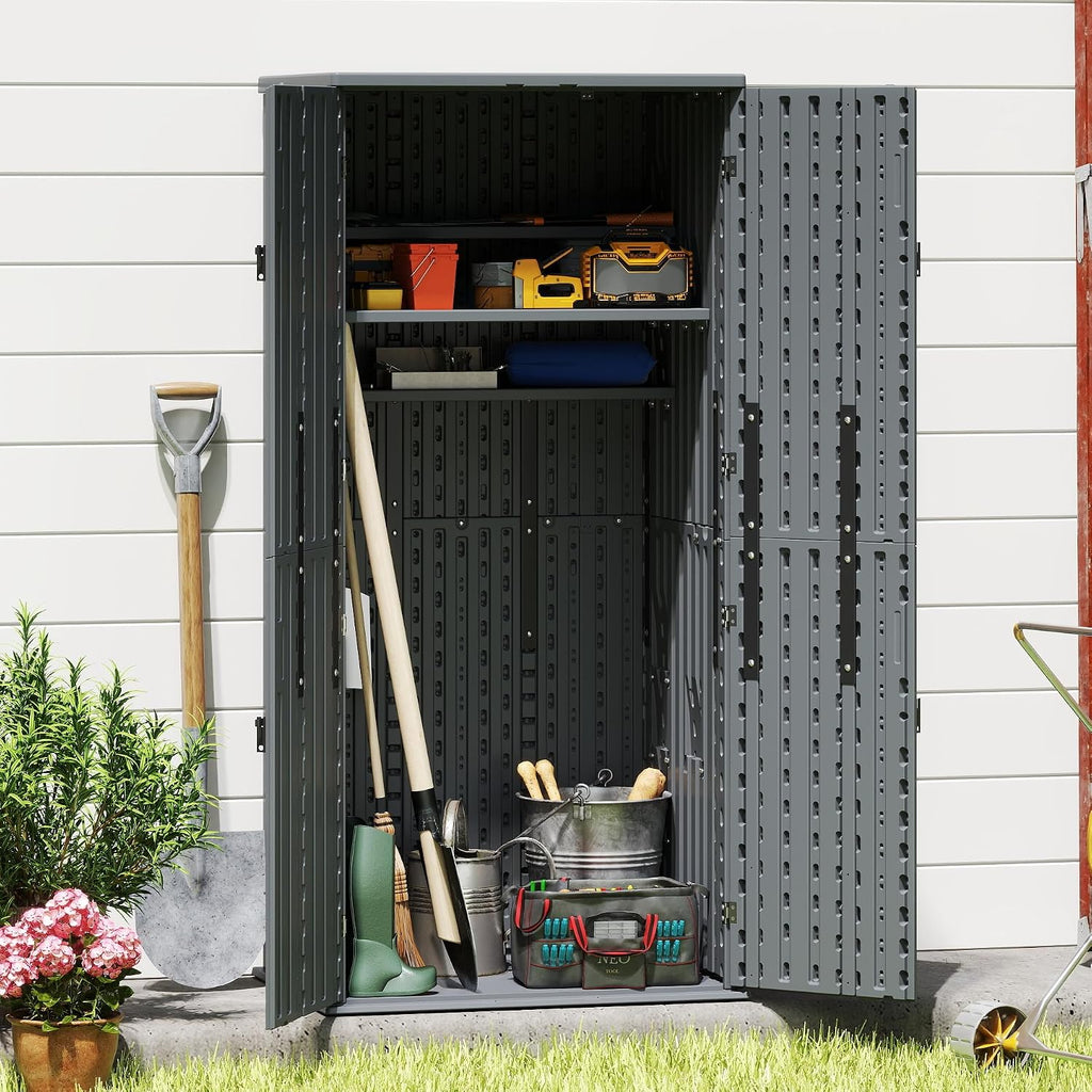 ehhly heavy duty tall storage cabinet outdoor weatherproof, front angle view