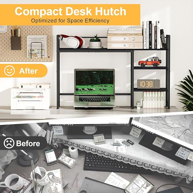 Snughome Desk Shelf, 44.9" Large Desktop Organizer Shelf, Desk Hutch - Image 7