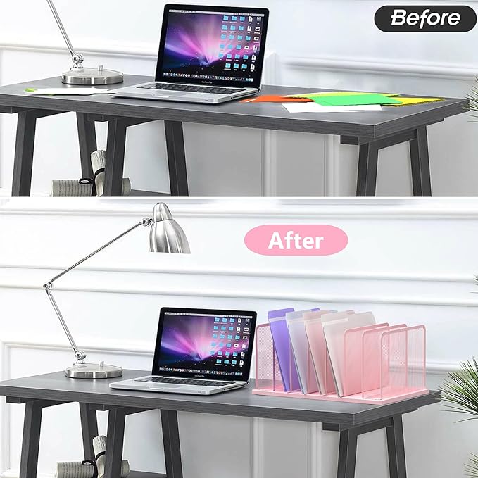 Kuntine.B Desk File Organizer Upright Mesh Desktop Organizer File Sorter Office - Image 4