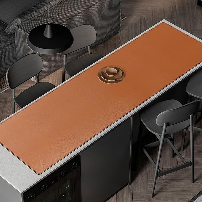 ZORESYN PU Leather Desk Mat Waterproof Anti-Oil Dining Table mat - Image 3