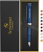 Scriveiner Personalized Luxury EDC Fountain Pen, Stunning Matt Blue Pocket Pen by Scriveiner