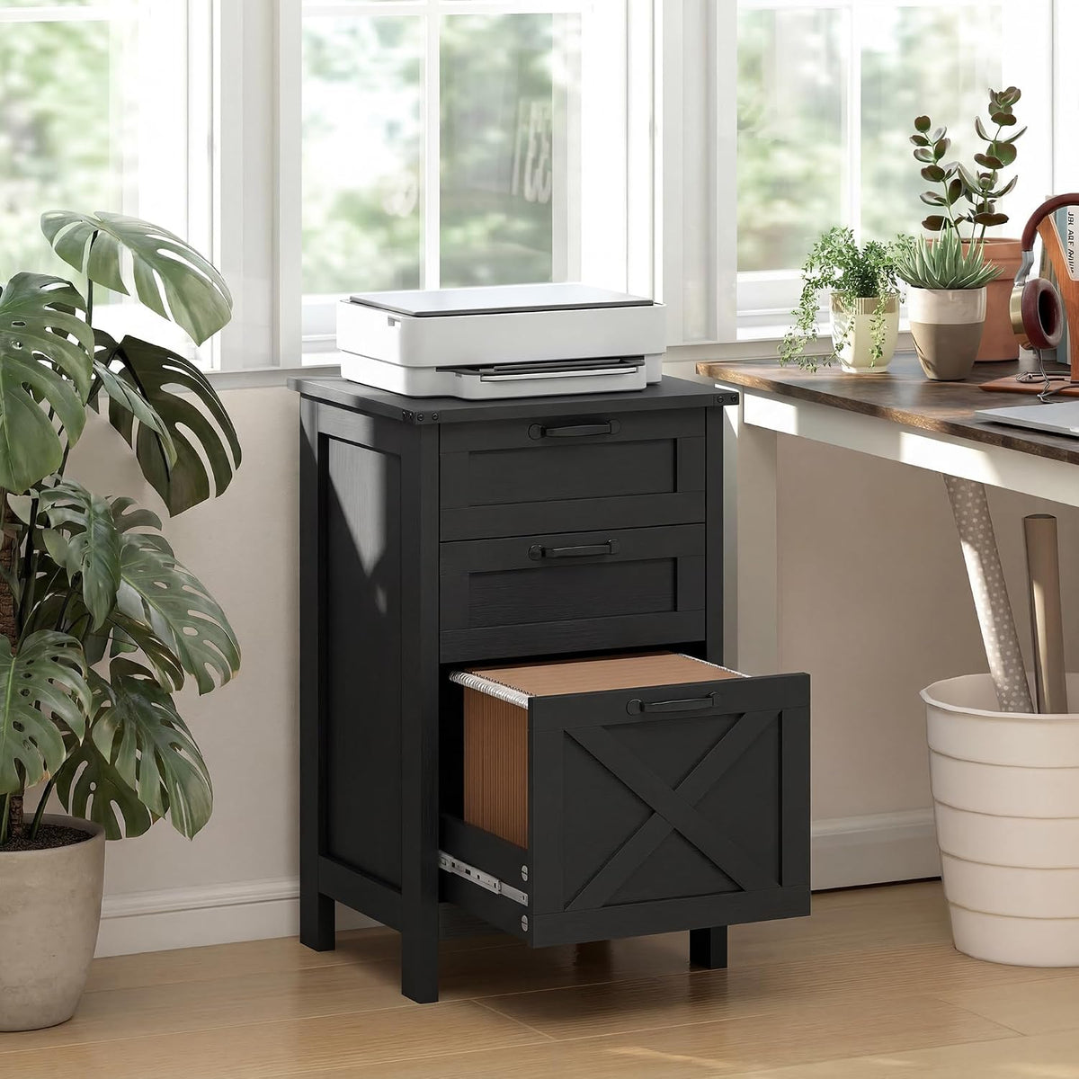 homcom 3 drawer file cabinet printer stand silent, view 9