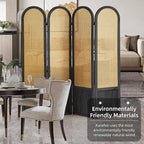 Asnefeli Room Divider 4 Panels, Folding Privacy Screen, Foldable Wood Rattan - Image 6