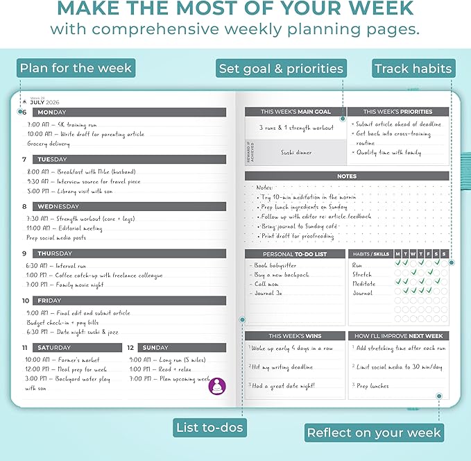 Clever Fox Dated Planner 2026-2027 – Weekly Life Planner Notebook - Image 6