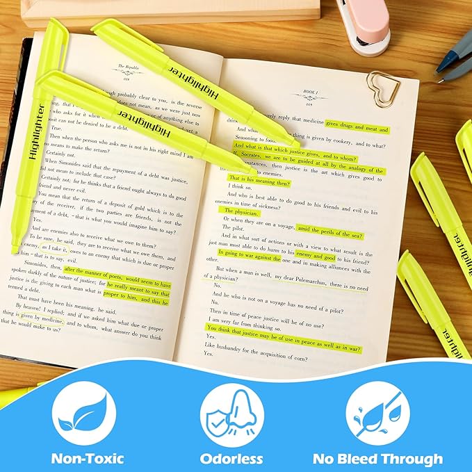 KIZZYEA Highlighters, 60 Pack Yellow Highlighters Bulk, Bright Color Chisel Tip - Image 2