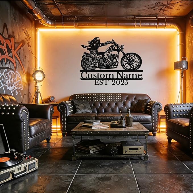 Custom Motorcycle Metal Sign Personalized Biker Name Sign Motorcycle Wall Art - Image 6
