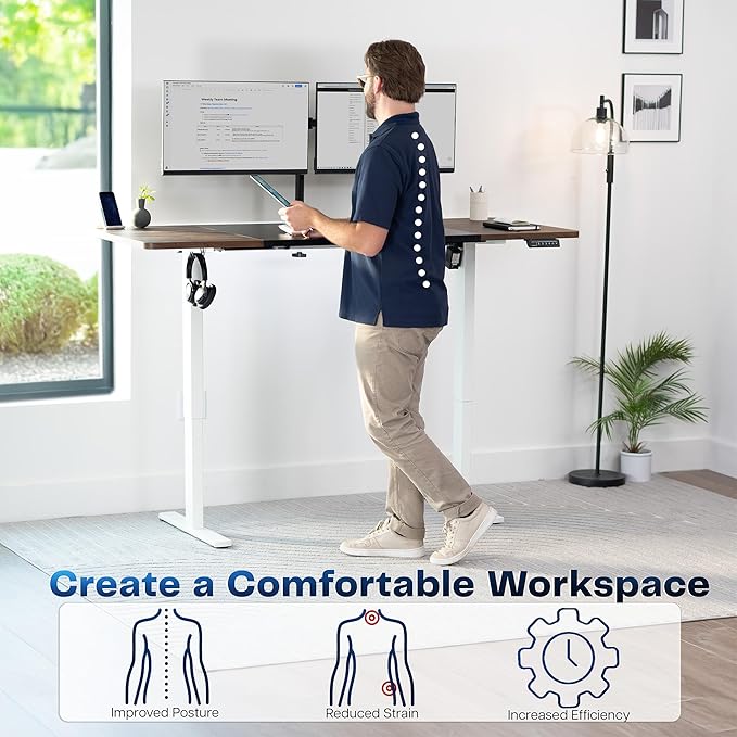 VIVO Electric 71 x 30 in Rustic Standing Desk, Memory Height Adjustment - Image 3