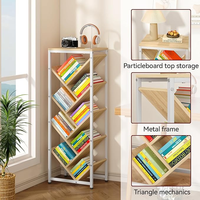 IBUYKE 9 Tier Tree Bookshelf, Floor Standing Wood Bookshelf - Image 5
