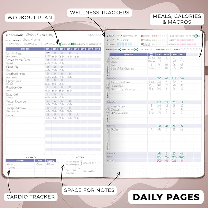 Clever Fox Fitness & Food Journal PRO – Daily Workout & Meal Planner - Image 3
