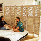 Room Divider Wood Carved Wall Divider Indoor Folding Portable Partition Screen - Image 4