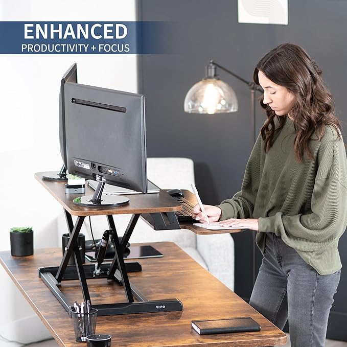 VIVO 36 inch Desk Converter, K Series, Height Adjustable Sit to Stand Riser - Image 4
