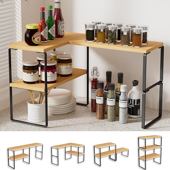 Golener Countertop Organizer Corner Shelf, 2-Tier Adjustable Stackable Corner by Golener