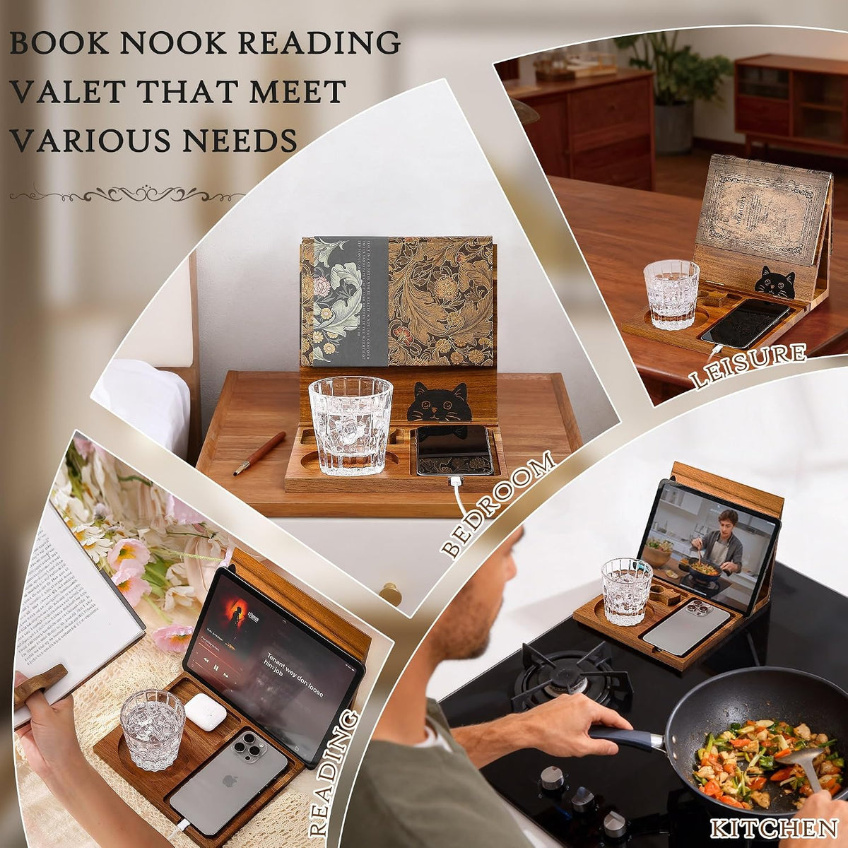 Book Holder Stand for Reading Rest Wooden Book Rest Book Nook Reading Valet