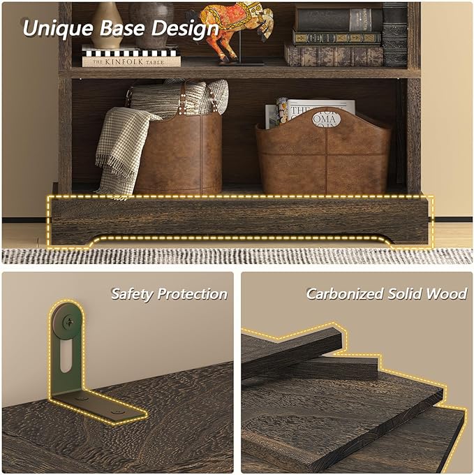 TVU 6-Tier Wooden Book Shelf, Floor-Standing Display Bookcase, 77.2" H x 31.5" - Image 6