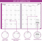 Monthly Planner 2027-2031, 5-Year Calendar Planner 2027-2031, Jan 2027 – Dec 2031, 8.5 x 11 In, Ruled Spread, Flexible Cover, Spiral Wirebound, Pocket, 60 Coated Monthly Tabs, Notes ＆ Habit Tracker, A4 Planner, Purple