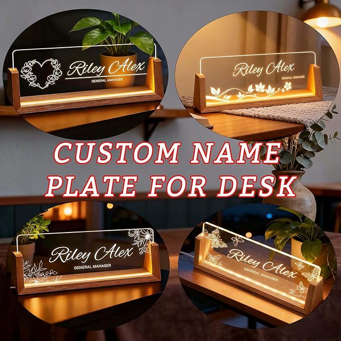 Custom Name Plate for Desk, Personalized Light Up Acrylic Desk Name Plate - Image 3