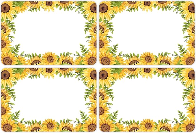 Wonmon 200 PCS Sunflower Name Tags Stickers, Self Adhesive Sunflowers Style by wonmon