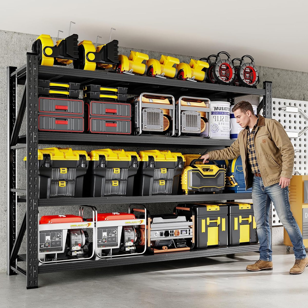 miiiko 79" w garage storage shelving unit,6000lbs heavy shown in use
