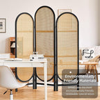 Asnefeli Room Divider 3 Panel, Hand-Woven Rattan Room Divider - Image 5
