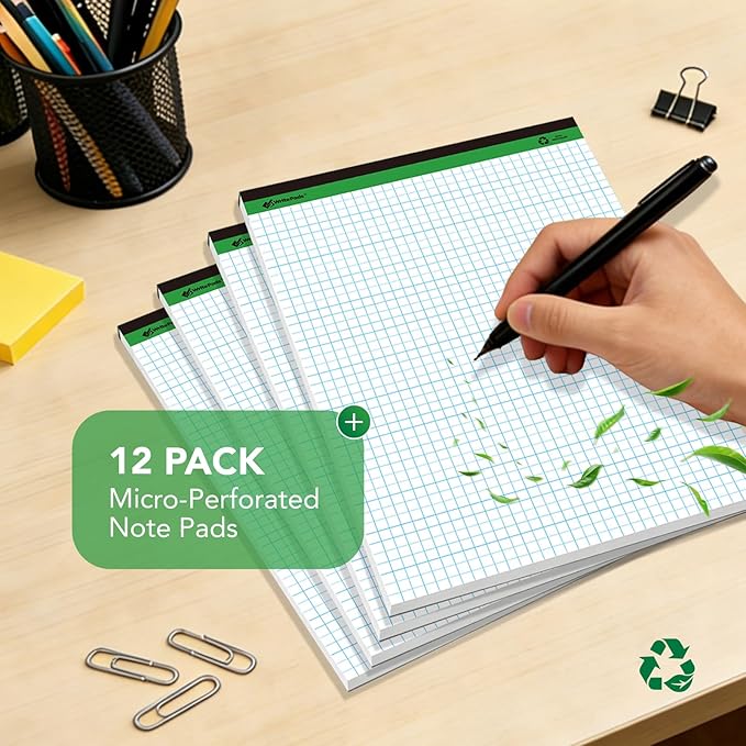 KAISA Graph Paper Legal Pads Writing Pads Recycled Paper 8.5"x11.75" Quad Ruled - Image 7