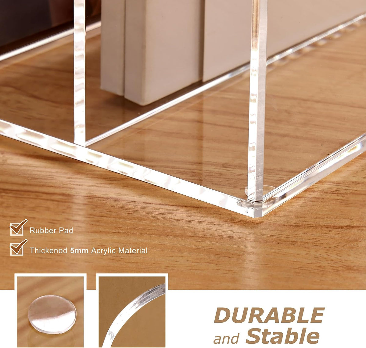 SANRUI Acrylic Desk Magazine File Holder, Clear,4 Vertical Compartments