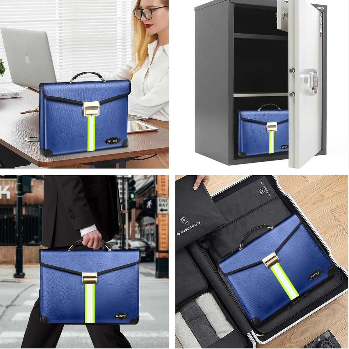 6500°F Large Capacity Upgraded Fireproof Money Bag with Lock,10 Layers of Heat Insulated Materials with Waterproof Zipper/Reflective Strip with Handle for Cash/Important Documents