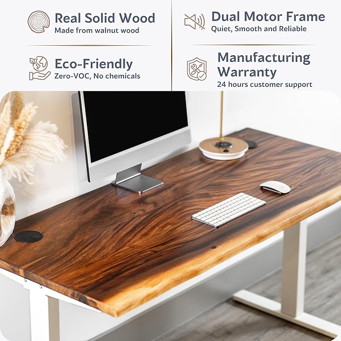 Standing Desk – Walnut Solid Wood Desk, Natural Live Edge, Adjustable Height - Image 3
