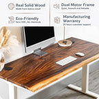 Standing Desk – Walnut Solid Wood Desk, Natural Live Edge, Adjustable Height - Image 3
