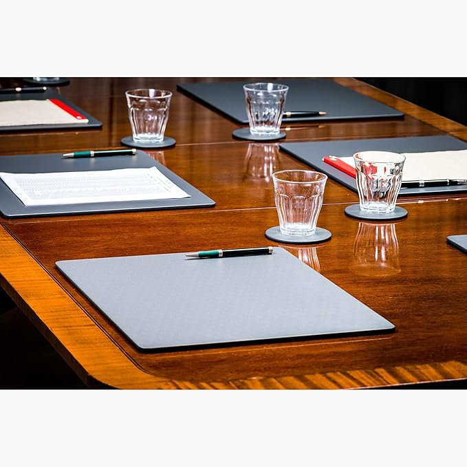 Dacasso 17" x 14" Gray Leatherette Luxury Conference Table Pad - Image 4