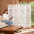 5.75Ft Room Divider Wood Screen, 33Lbs Durable MDF Carved Rustic Style Headboard by Svimi
