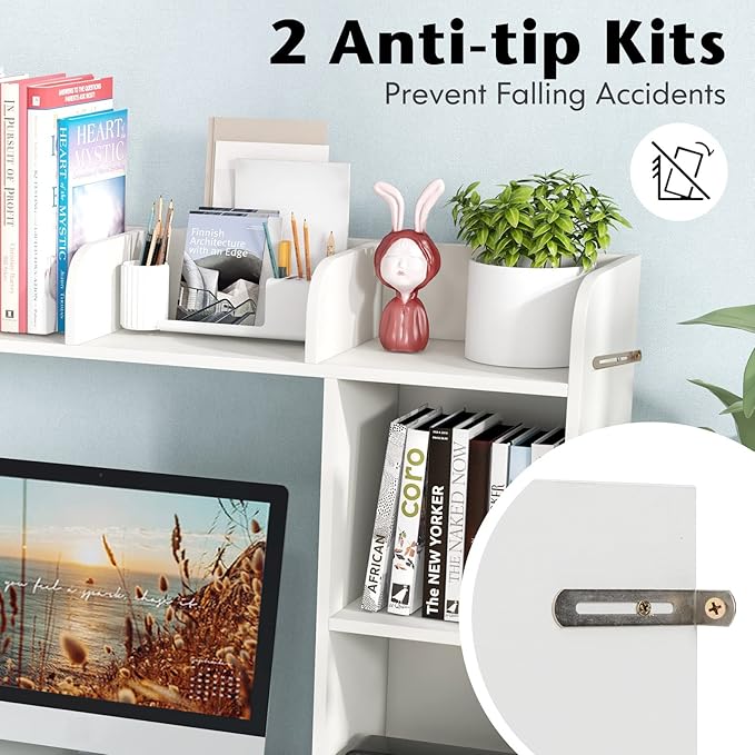 Tangkula Desktop Bookshelf, Countertop Storage Hutch - Image 6